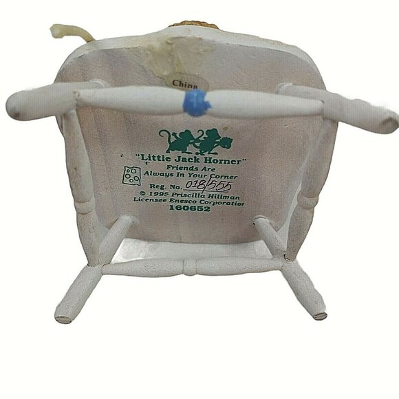 Vintage Little Jack Horner Mouse with Pie on Wood Chair Enesco Figurine 1995 LE - Picture 4 of 5